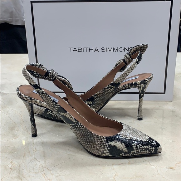 TABITHA SIMMONS GORGEOUS PYTHON SLINGBACK HEELS WITH SIDE BOW DETAIL SIZE 8.5 - Picture 10 of 13